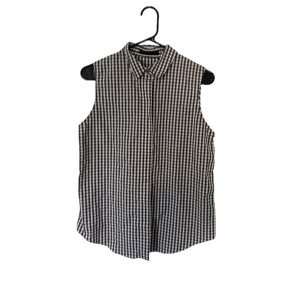 Jenni Kayne gingham sleeveless button up collar shirt